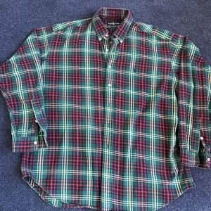 Ralph Lauren Blaire Flannel Shirt Mens XL Plaid Long Sleeve Button Up Pony Logo